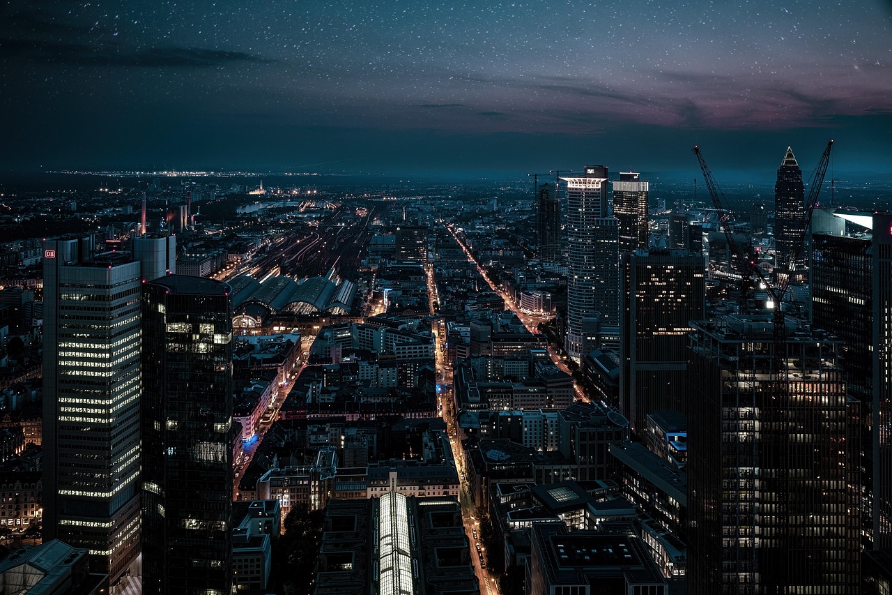 night, lights, city, streets, building, heaven, stars, frankfurt, city, city, city, city, city